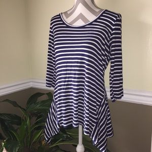 🍁Navy and white nautical quarter sleeve top